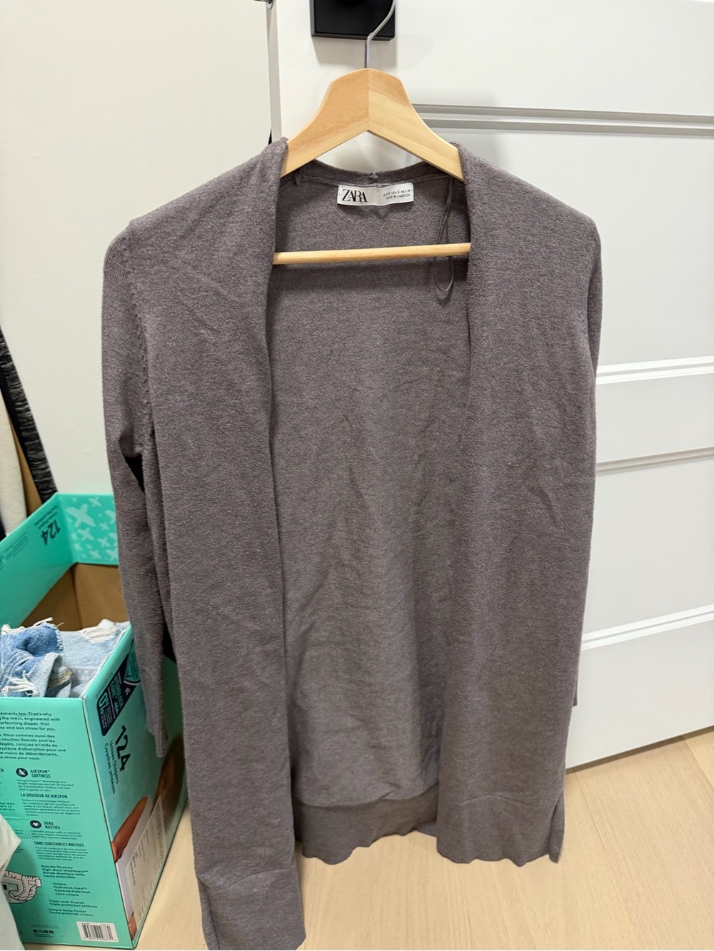 ZARA Lightweight Open Cardigan in Taupe